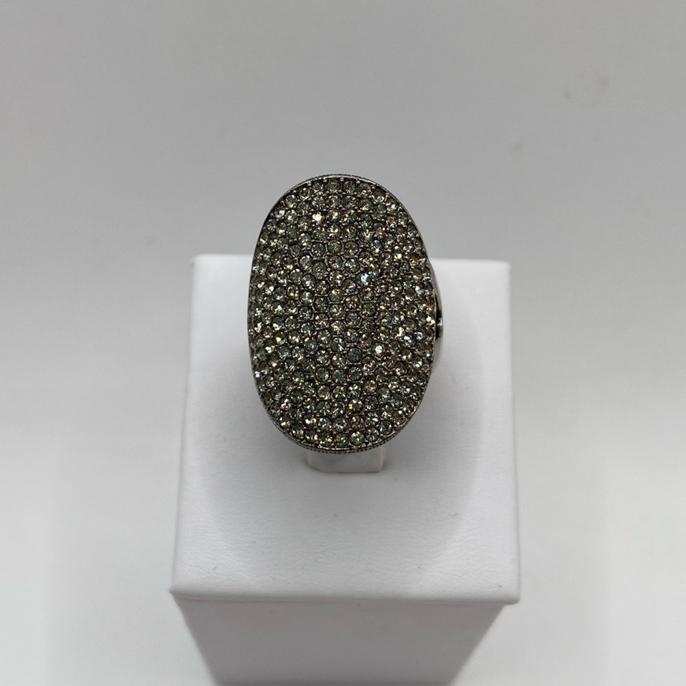 Nadri Gunmetal Large Oval Crystal Ring Size 7